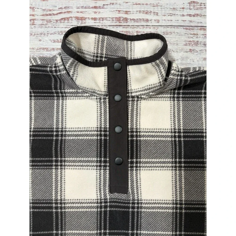 Duluth Sweater Womens Medium DrkGry Plaid Pullover Fleece Pockets Casual Outdoor - Picture 2 of 10